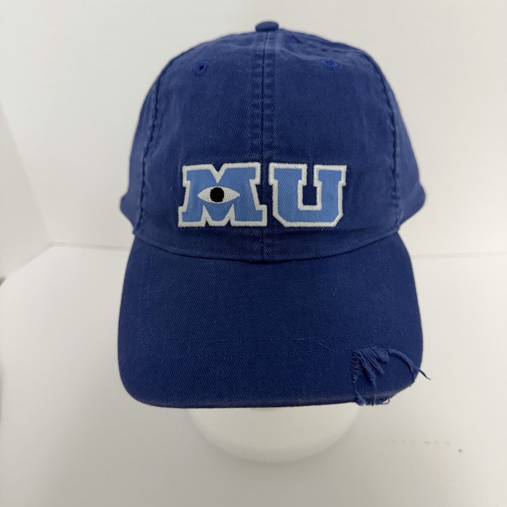 Disney Parks Monsters University MU Baseball Hat Cap Blue Distressed Adult OSFM